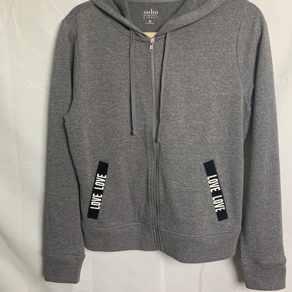 Soho Street NY & Company LOVE Zip Front Hoodie Med